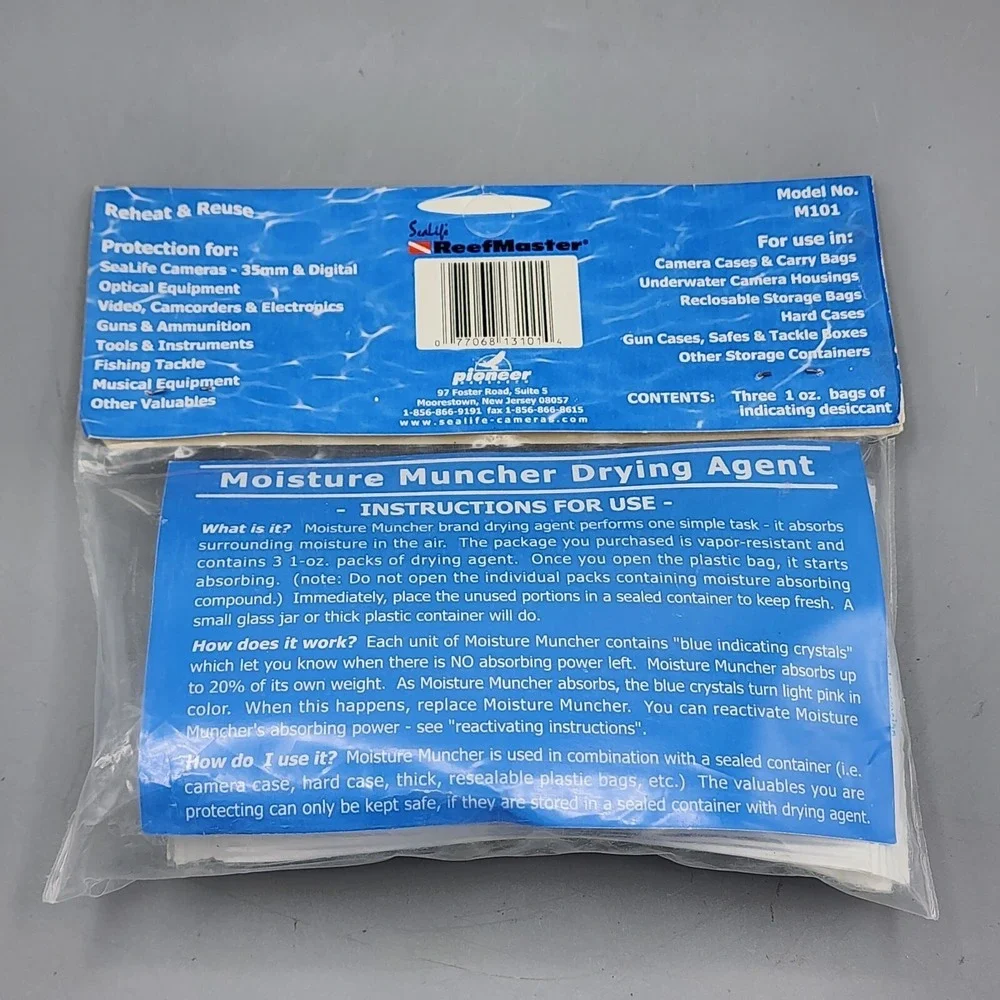 Sealife Moisture Muncher Drying Agent M101 Three 1 oz. bags Indicating Desiccant
